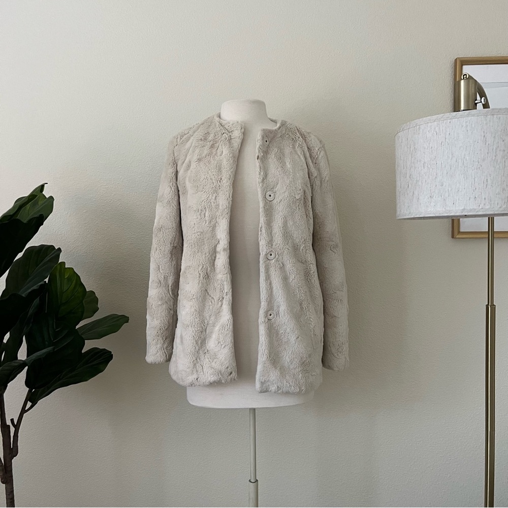 J. Crew Ivory Jacket (Faux Fur)
